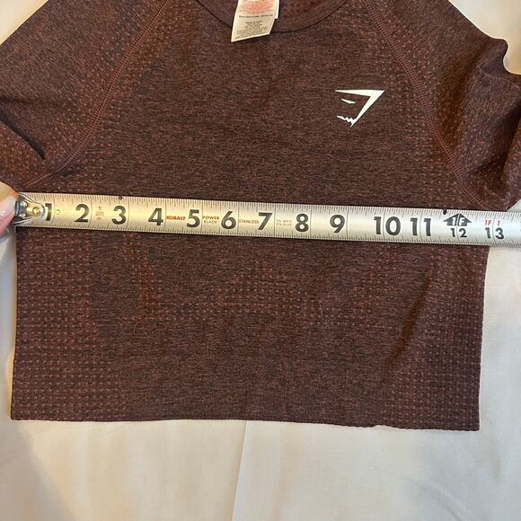 Gym Shark Dark Purple, Cropped, Long Sleeve, Seamless Athletic Top- S - Picture 7 of 8